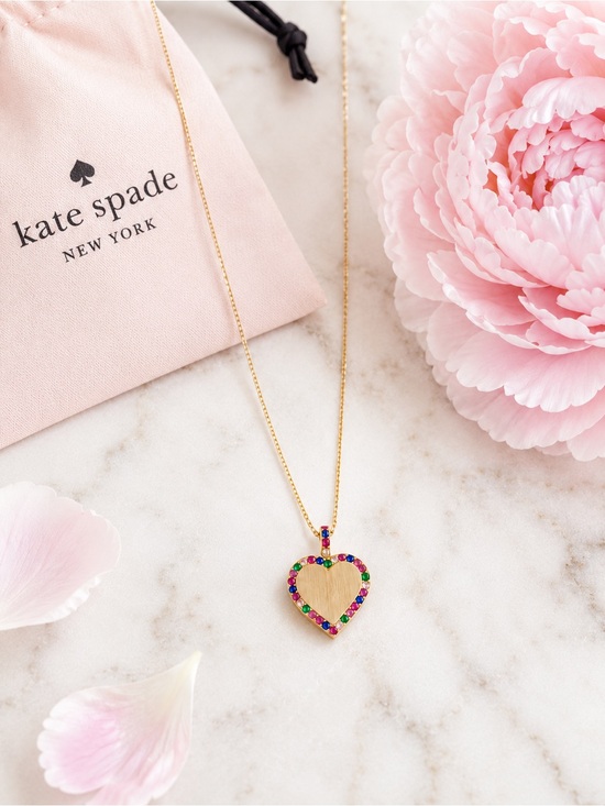 kate spade Jewelry - Kate Spade Take Heart Pendant Necklace Multicolor Crystal Heart KG090 NWT